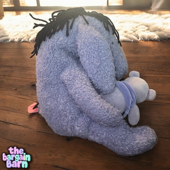 Disney Store Vintage Winnie the Pooh Classic 12” Eeyore w/ Teddy Bear Plush Toy - Picture 4 of 5